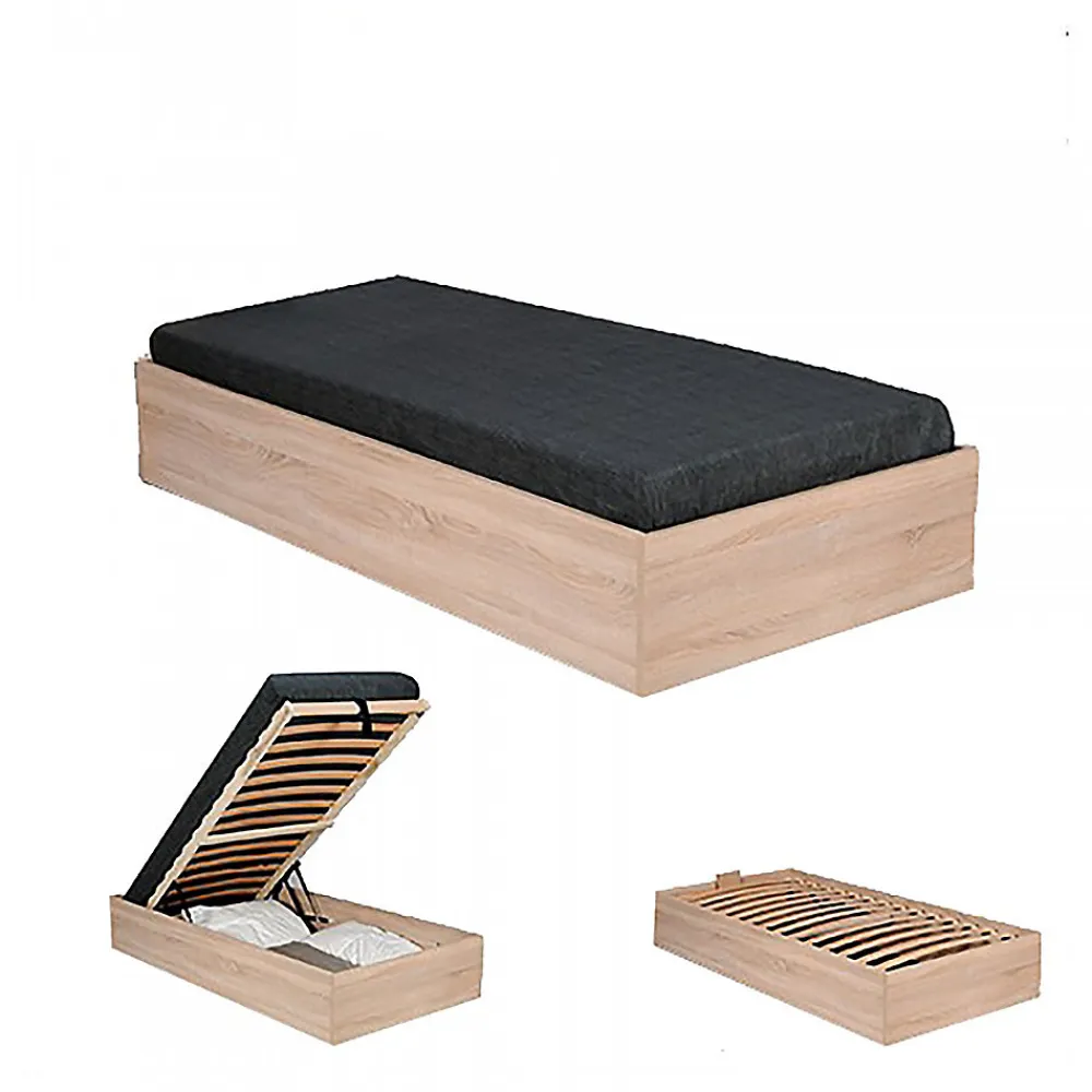 Lit coffre BILBAO 90x200 cm + sommier / Décor chêne blanchi>Weber Industries Best