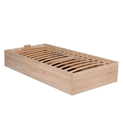 Lit coffre BILBAO 90x200 cm + sommier / Décor chêne blanchi><noscript><img width=