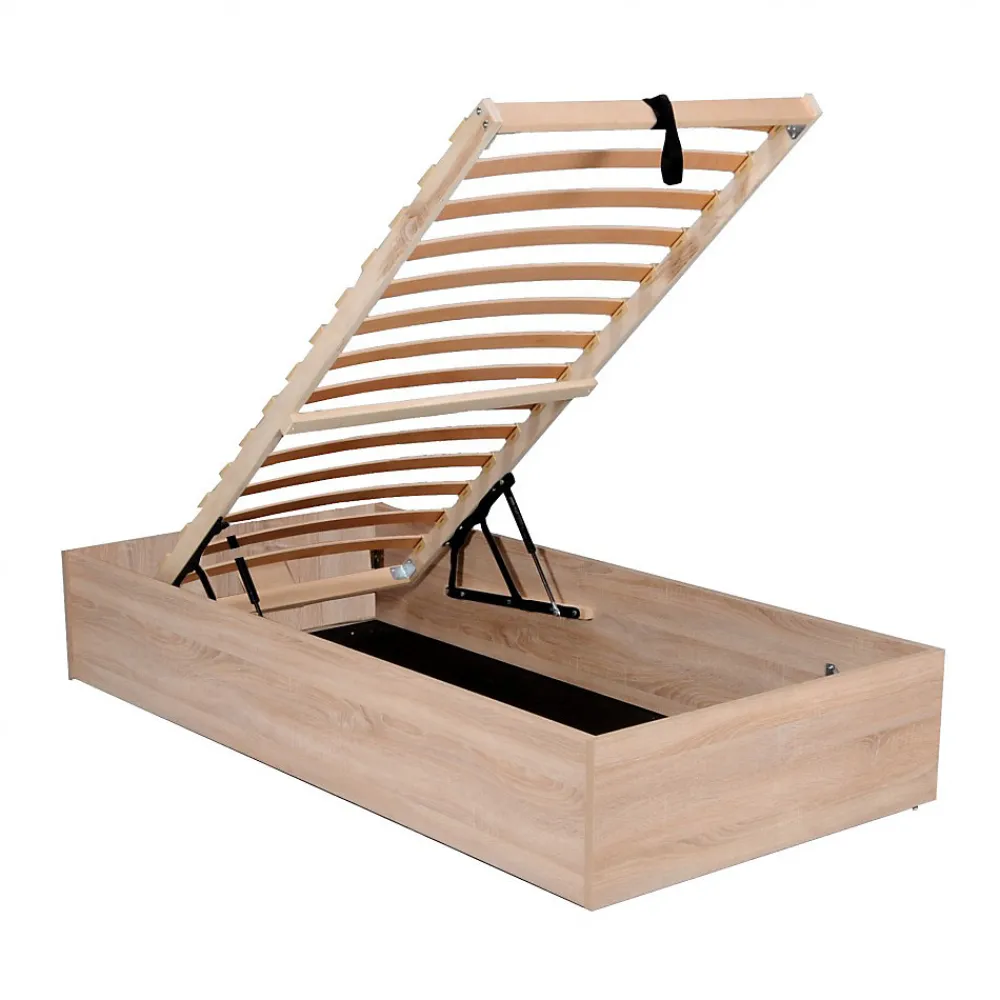 Lit coffre BILBAO 90x200 cm + sommier / Décor chêne blanchi>Weber Industries Best