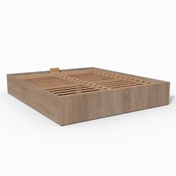 Lit coffre BILBAO 140x200 cm + sommier / Décor chêne blanchi><noscript><img data-lazyloaded=