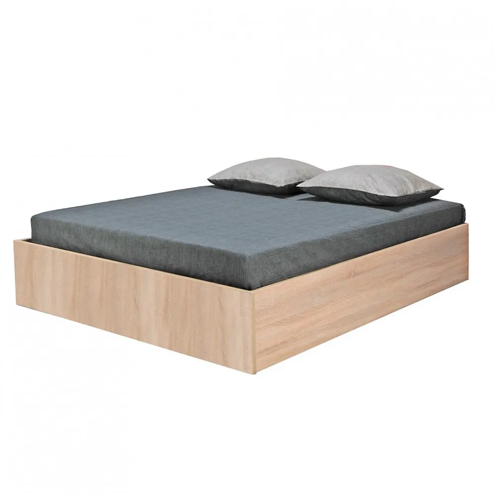 Lit coffre BILBAO 140x190 cm + sommier / Décor chêne blanchi>Weber Industries