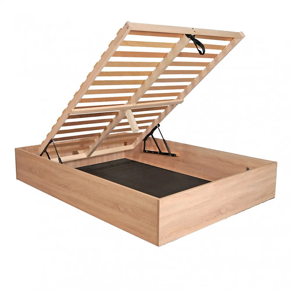 Lit coffre BILBAO 140x190 cm + sommier / Décor chêne blanchi>Weber Industries