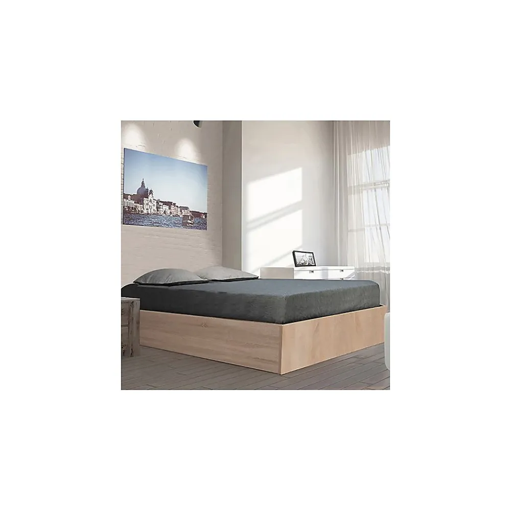 Lit coffre BILBAO 140x190 cm + sommier / Décor chêne blanchi>Weber Industries