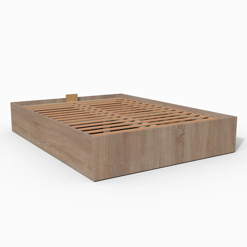 Lit coffre BILBAO 140x190 cm + sommier / Décor chêne blanchi>Weber Industries