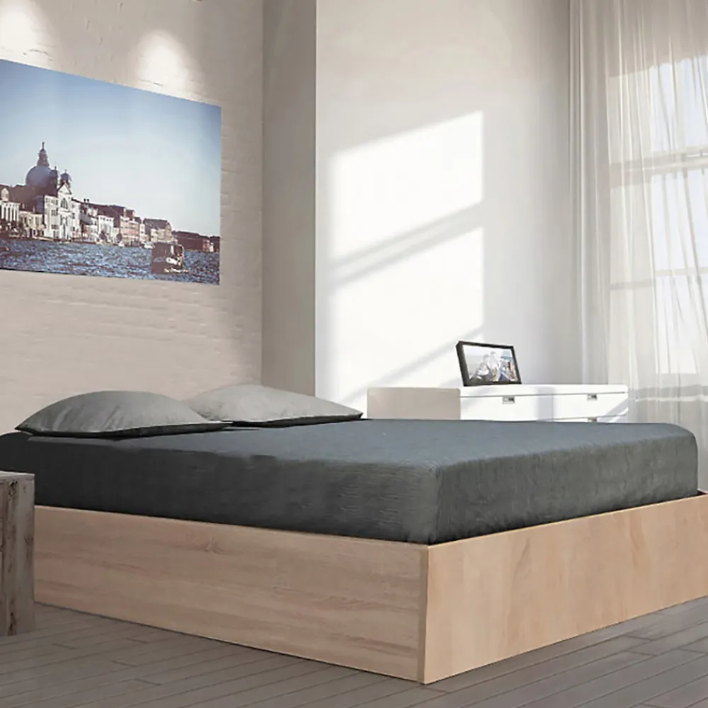 Lit coffre BILBAO 160x200 cm + sommier / Décor chêne blanchi>Weber Industries Online