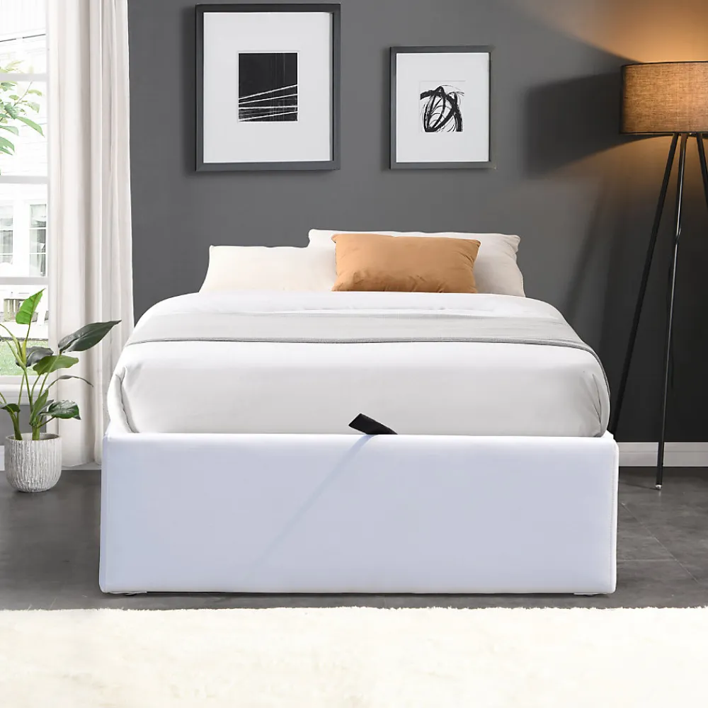 Lit coffre blanc - 100x200 cm - 12 lattes - montage rapide - revetement facile d'entretien - - style moderne>King Of Dreams Hot
