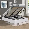 King Of Dreams Lit coffre blanc Loris - 140x190 cm - avec pieds - matelas 2x12 lattes - facile entretien - confort optimal - style moderne -* Lit Coffre