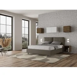 Ityhome Lit coffre capitonné Antea 160x210 simili cuir cappuccino* Lit Coffre