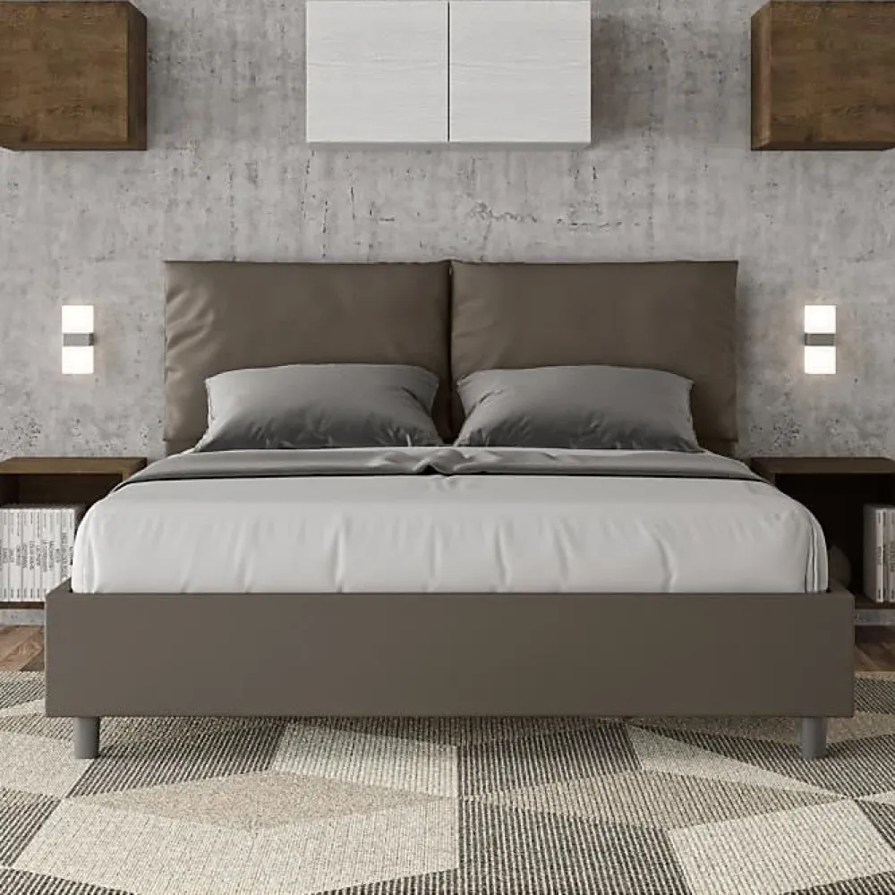 Lit coffre capitonné Antea 160x200 simili cuir cappuccino>Ityhome Sale