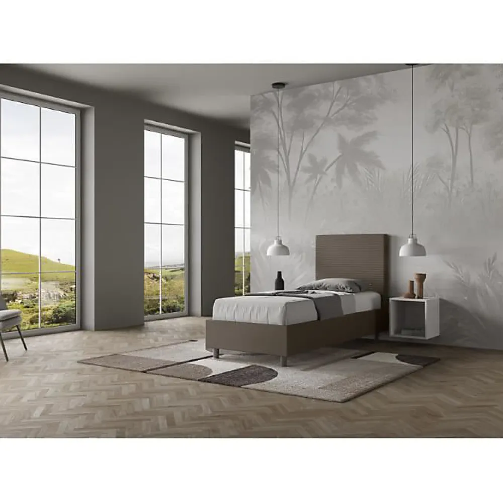 Lit coffre capitonné Focus simili cuir cappuccino 80x190>Ityhome