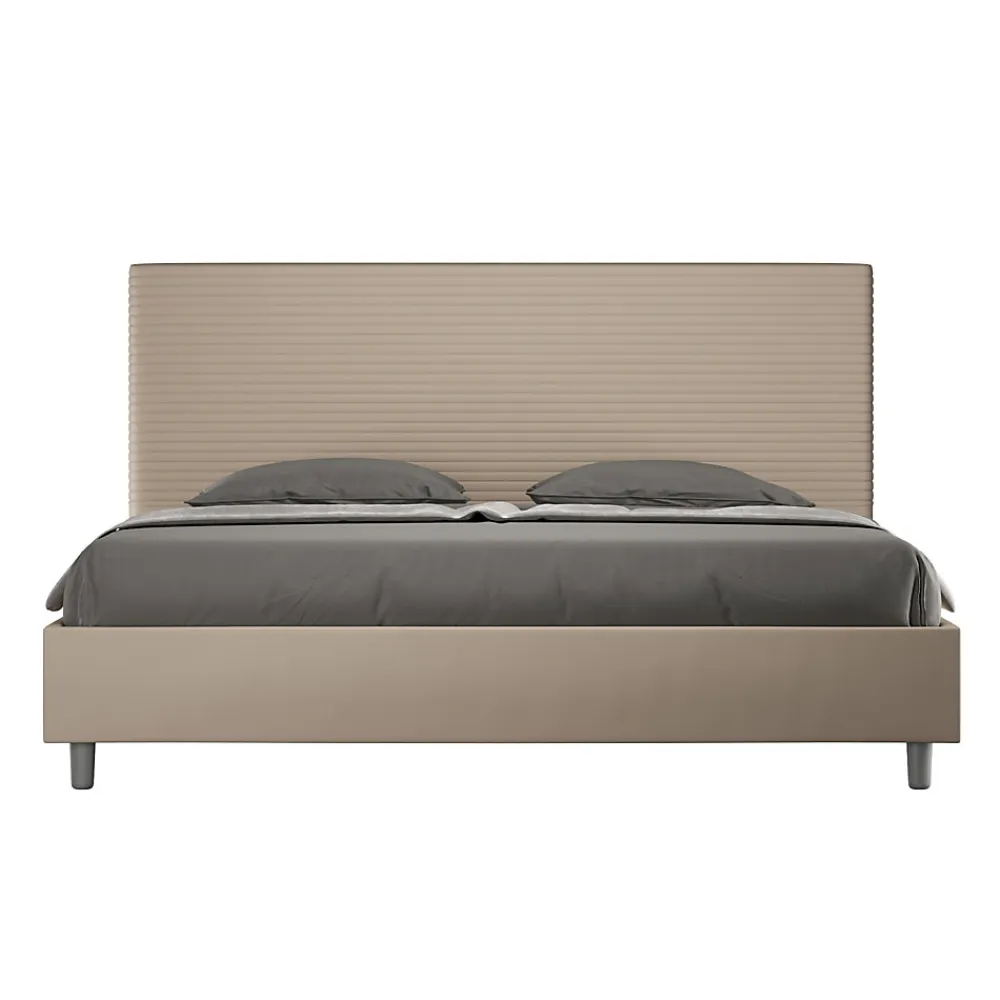 Lit coffre capitonné simili cuir gris tourterelle Focus 200x200>Ityhome Discount