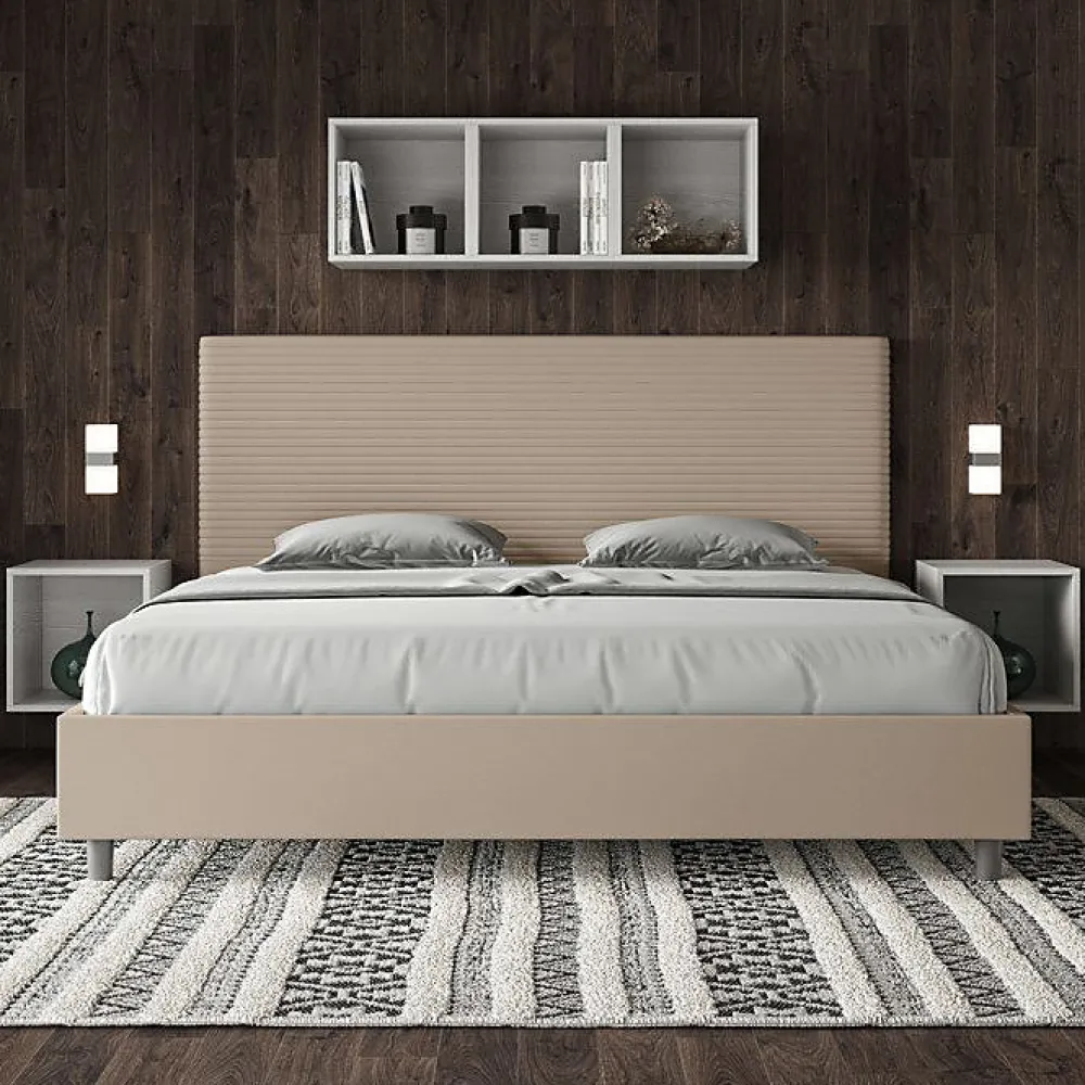 Lit coffre capitonné simili cuir gris tourterelle Focus 200x200>Ityhome Discount