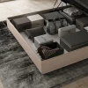 Ityhome Lit coffre capitonné simili cuir gris tourterelle Antea 180x200* Lit Double