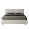 Lit coffre capitonné 160x200 Agata 1 tissu Mados blanc>Ityhome Hot