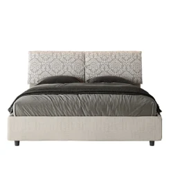 Lit coffre capitonné 160x200 Agata 1 tissu Mados blanc>Ityhome Hot