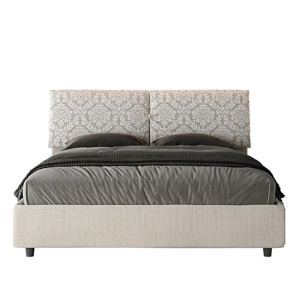Lit coffre capitonné 160x200 Agata 1 tissu Mados blanc>Ityhome Hot