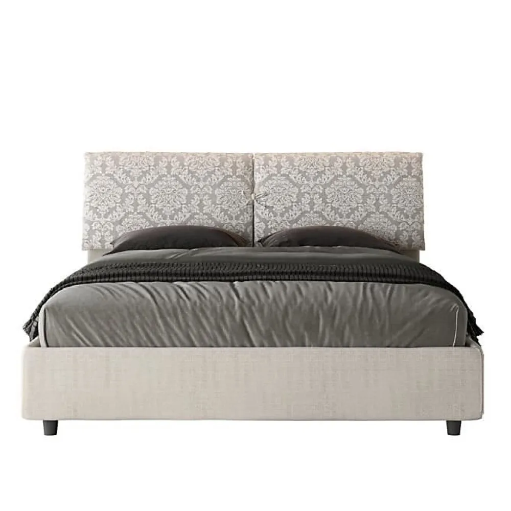 Lit coffre capitonné 160x200 Agata 1 tissu Mados blanc>Ityhome Hot
