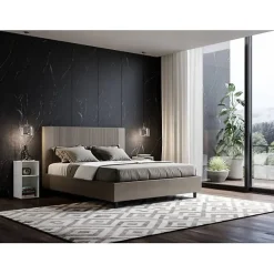 Lit coffre capitonné 160x200 Goya cappuccino simili cuir><noscript><img width=