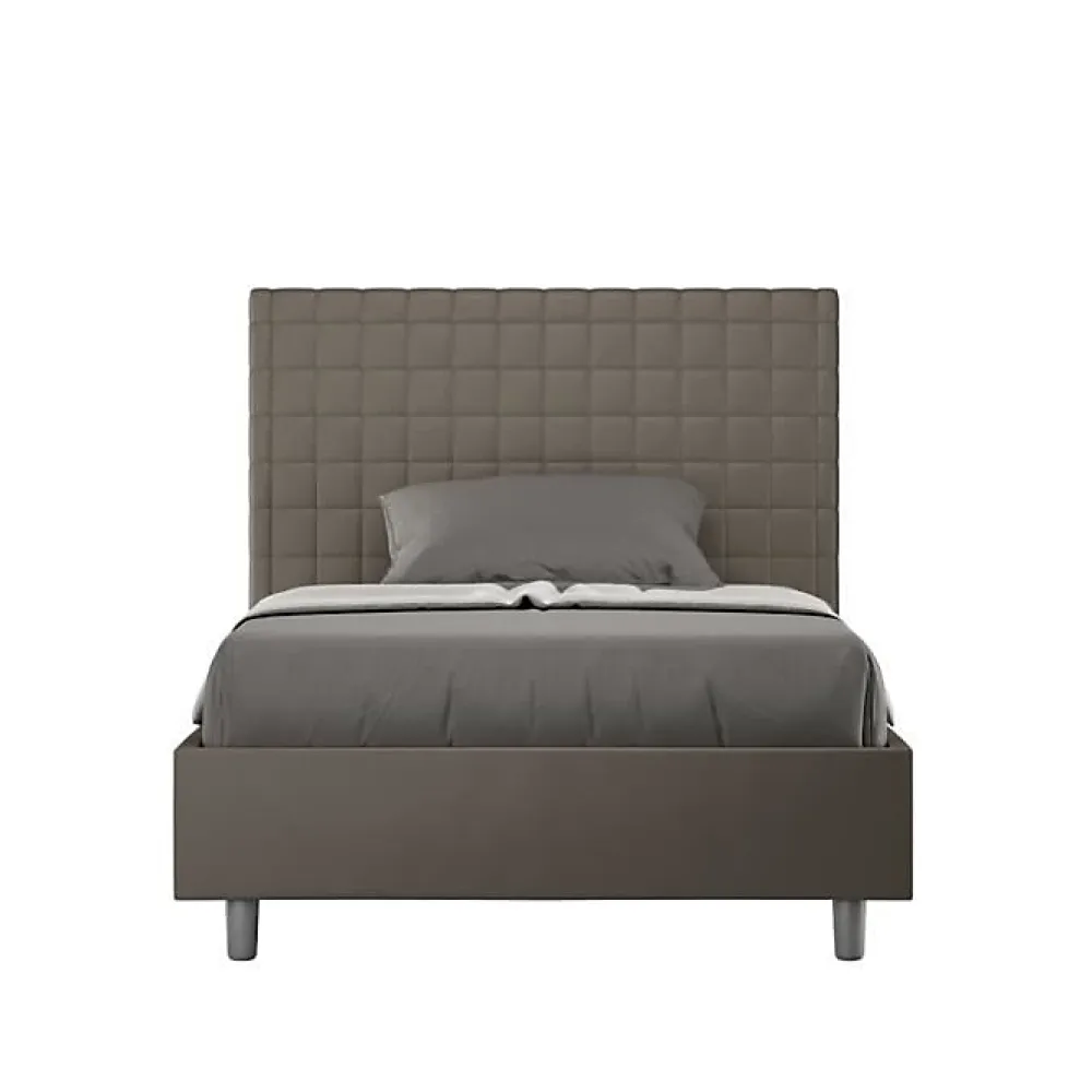 Ityhome Lit coffre capitonné 120x200 Sunny simili cuir cappuccino* Lit Coffre