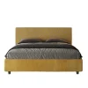 Ityhome Lit coffre capitonné 160x200 tissu Era 06 jaune Arla* Lit Double