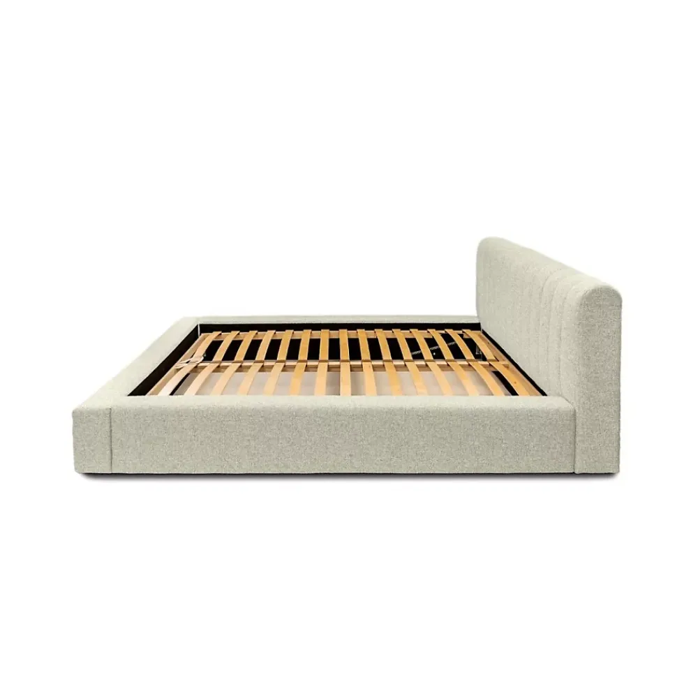 Meublorama Lit coffre CERVIN Taupe sablé bouclé 180x200 cm Sommier relevable Design haut de gamme* Lit Double