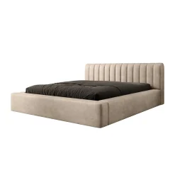 Lit coffre CERVIN Velours doux Nude Sablé 180x200 cm Sommier relevable Design élégant><noscript><img width=