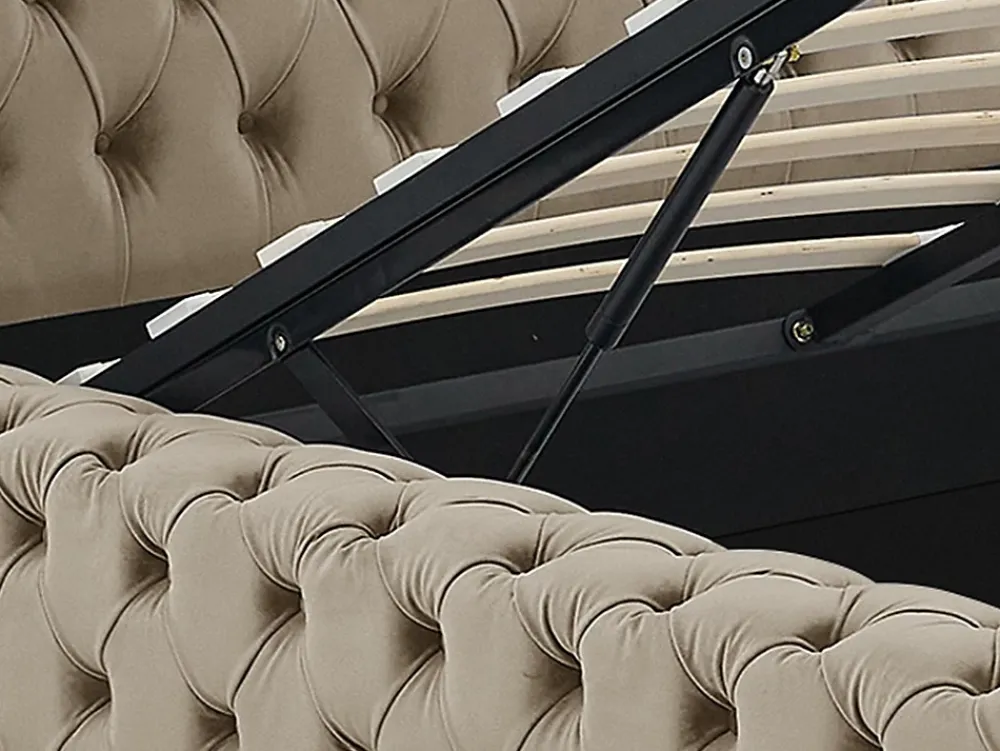Vente-unique Lit coffre chesterfield 160 x 200 cm - Velours - Taupe + Matelas - DULENI* Ensemble Sommier Et Matelas