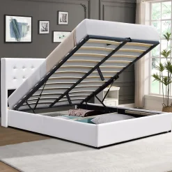 Nuits D'Or Lit coffre de rangement 140x200 cm - montage facile - 14 lattes - confort optimal - design moderne -* Lit Coffre
