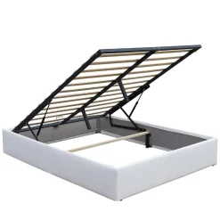 King Of Dreams Lit coffre dehoussable blanc - 160x200 cm - facile à monter - confort optimal - usage quotidien -* Lit Coffre