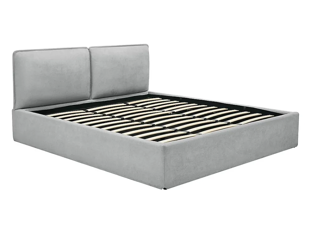 Vente-unique Lit coffre déhoussable 180 x 200 cm - Tissu - Gris clair + Matelas - TENESE* Ensemble Sommier Et Matelas