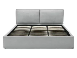 Vente-unique Lit coffre déhoussable 180 x 200 cm - Tissu - Gris clair + Matelas - TENESE* Ensemble Sommier Et Matelas
