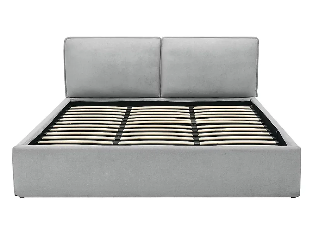 Vente-unique Lit coffre déhoussable 180 x 200 cm - Tissu - Gris clair + Matelas - TENESE* Ensemble Sommier Et Matelas