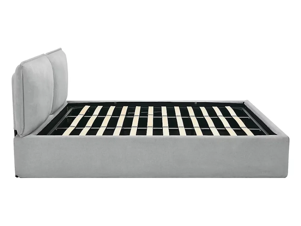 Vente-unique Lit coffre déhoussable 180 x 200 cm - Tissu - Gris clair + Matelas - TENESE* Ensemble Sommier Et Matelas