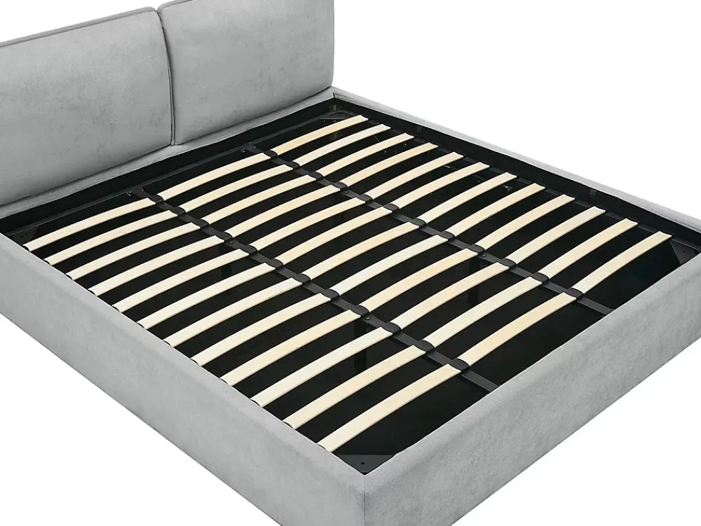 Vente-unique Lit coffre déhoussable 180 x 200 cm - Tissu - Gris clair + Matelas - TENESE* Ensemble Sommier Et Matelas