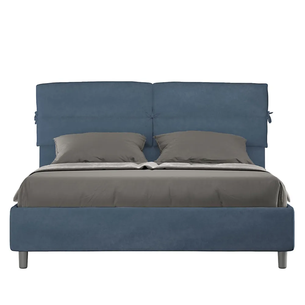 Lit coffre double capitonné 160x200 Nandy microfibre bleu>Ityhome Sale