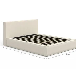 Lit coffre double JADE avec sommier 140 x 190 cm velours côtelé beige><noscript><img width=