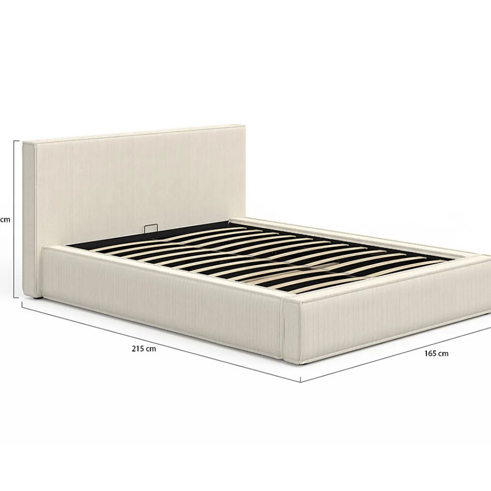 Lit coffre double JADE avec sommier 140 x 190 cm velours côtelé beige>IDMarket Hot