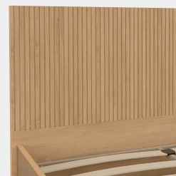 Lit coffre double JULIETTE avec tête de lit et sommier 140 x 190 cm effet lattes et bois><noscript><img width=
