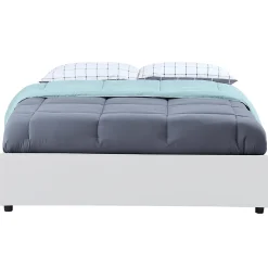 IDMarket Lit coffre double MIAMI avec sommier 160 x 200 cm PVC blanc* Lit Coffre