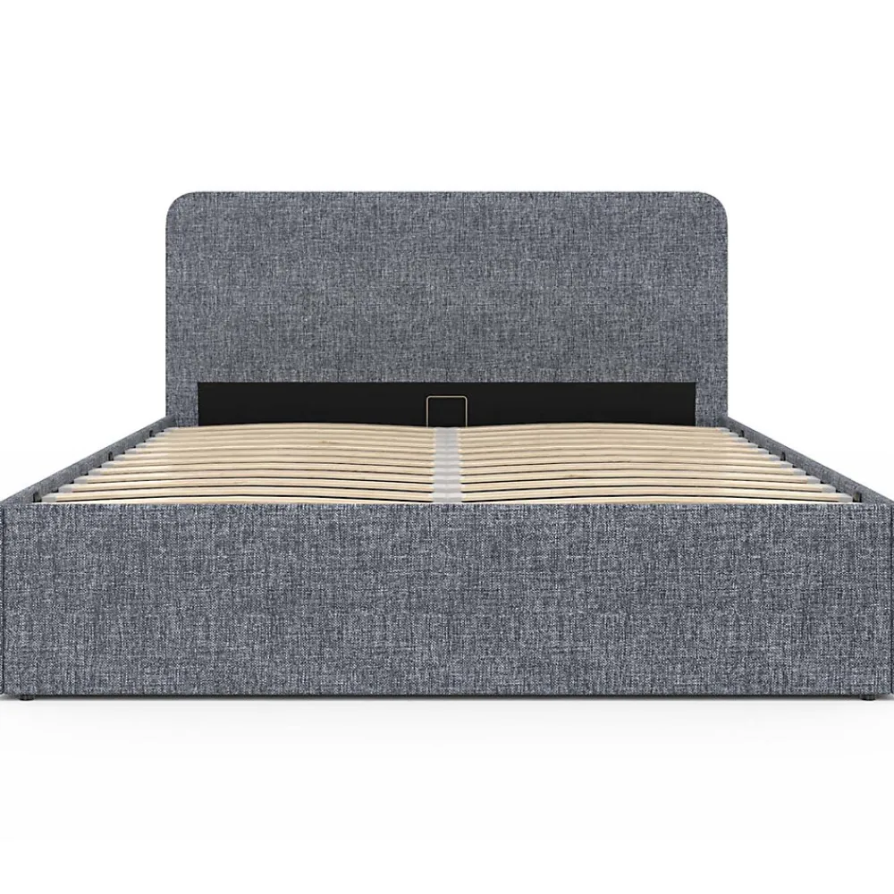 Lit coffre double NORFOLK avec tête de lit et sommier 140 x 190 cm tissu gris anthracite>IDMarket Discount