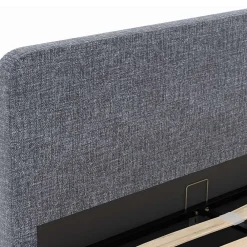 Lit coffre double NORFOLK avec tête de lit et sommier 140 x 190 cm tissu gris anthracite><noscript><img width=