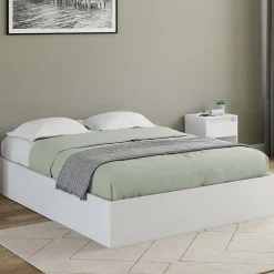 IDMarket Lit coffre double SANDSIDE avec sommier 160 x 200 cm blanc* Lit Avec Rangement