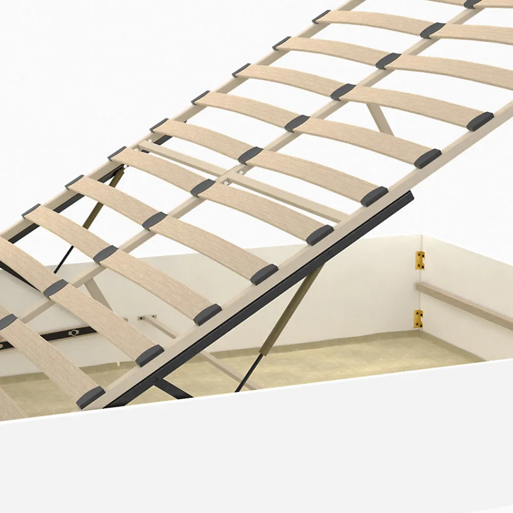 Lit coffre double SANDSIDE avec sommier 140 x 190 cm blanc>IDMarket Sale
