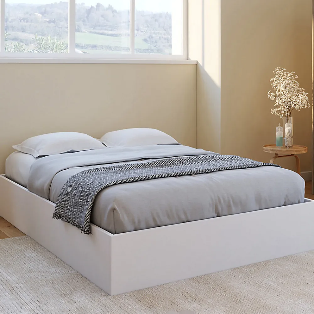 Lit coffre double SANDSIDE avec sommier 140 x 190 cm blanc>IDMarket Sale