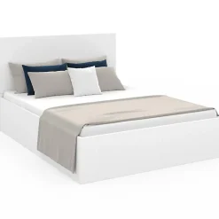 IDMarket Lit coffre double SEASIDE avec tête de lit et sommier 140 x 190 cm blanc* Lit Avec Rangement