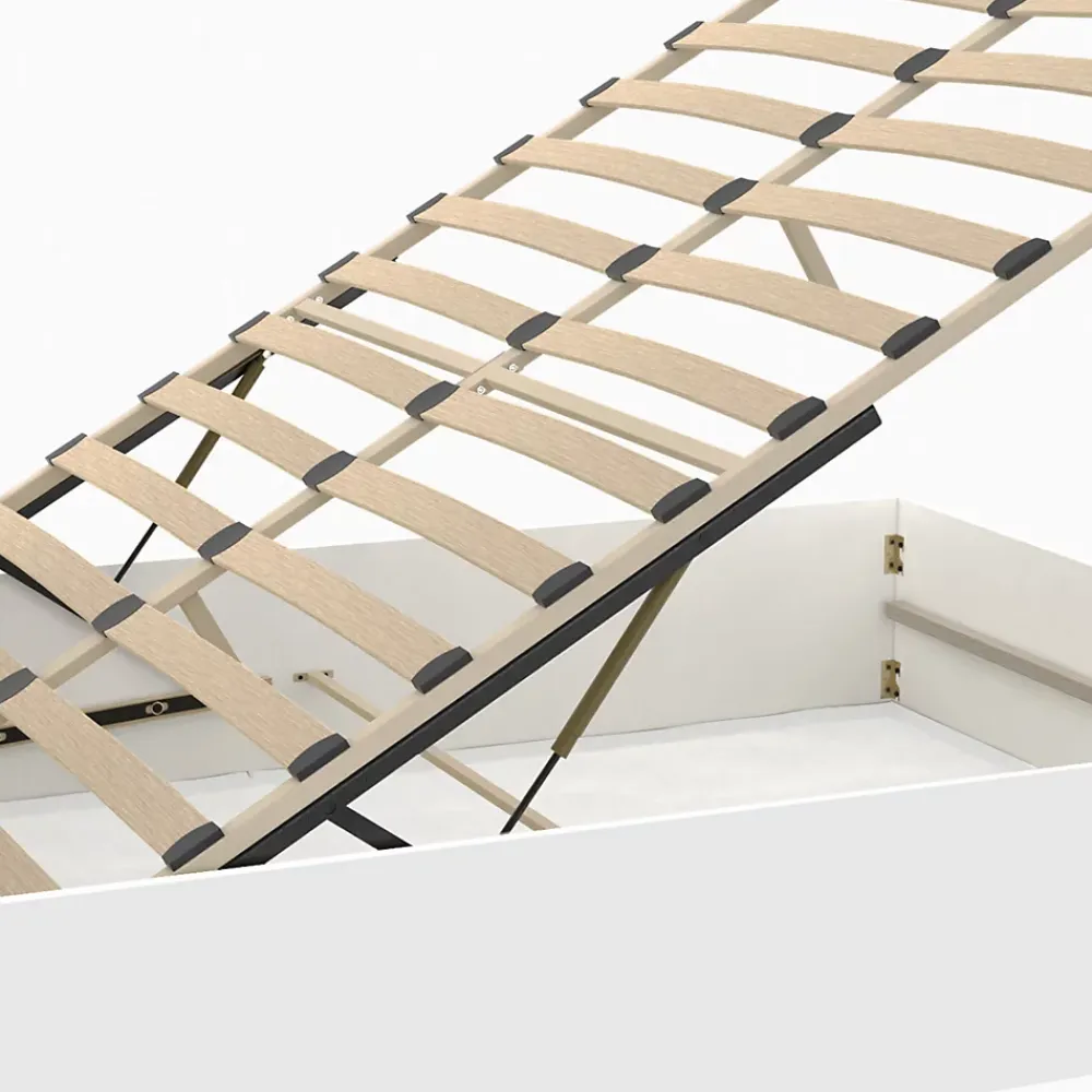 IDMarket Lit coffre double SEASIDE avec tête de lit et sommier 140 x 190 cm blanc* Lit Avec Rangement