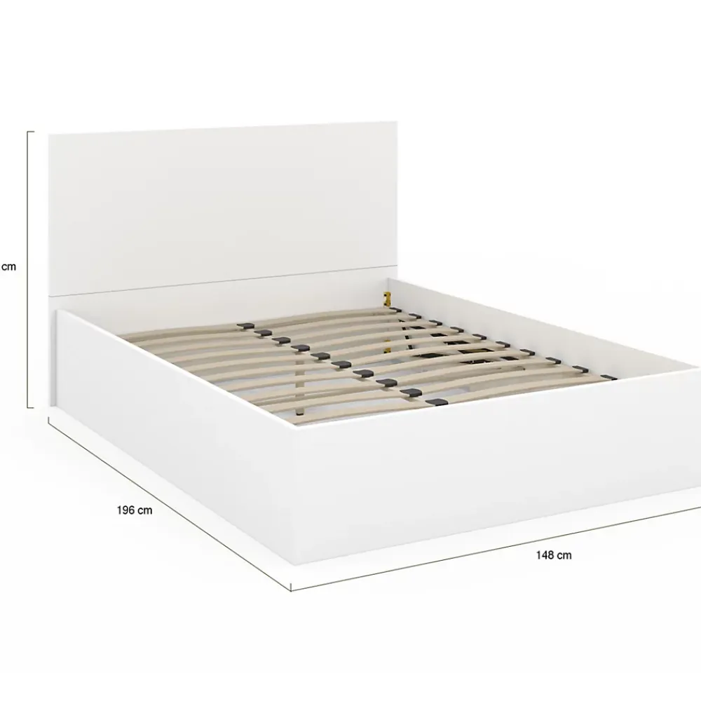 IDMarket Lit coffre double SEASIDE avec tête de lit et sommier 140 x 190 cm blanc* Lit Avec Rangement