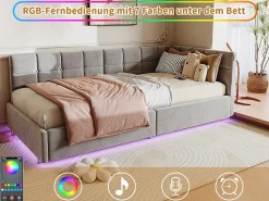 Fortuna lai Lit Coffre Enfant 90x200cm Avec Coffre Hydraulique,éclairage LED Et USB,avec Sommier à Lattes,gris* Sommier