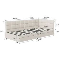 Fortuna lai Lit Coffre Enfant 90x200cm Avec Coffre Hydraulique,éclairage LED Et USB,avec Sommier à Lattes,beige*Enfant Lit Enfant