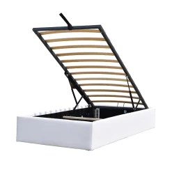 Nuits D'Or Lit coffre gris Loris 90x200 avec pieds - montage rapide - rangement optimal - design moderne - espace de* Lit Coffre
